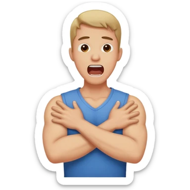 crossed arms holding neck screaming guy sticker