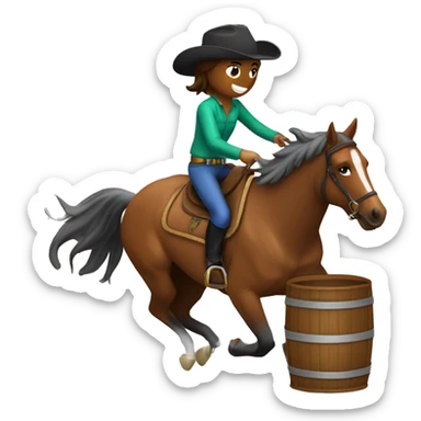 Horse and rider barrel racing sticker