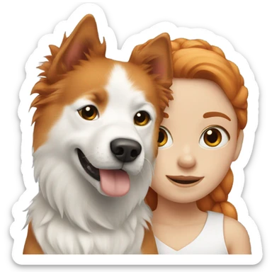Ginger girl with black and white spitz sticker