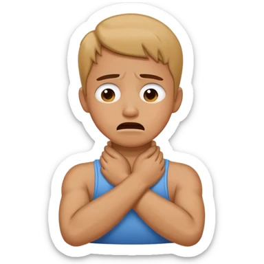 Arms crossed holding neck choking and crying sticker