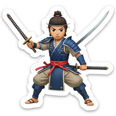 fierce samurai wielding sword in battle stance sticker