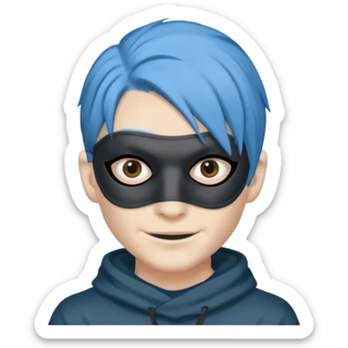 blue haired criminal with robber mask and smirk sticker