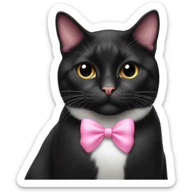 tuxedo cat with a pink bow sticker