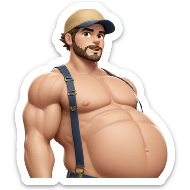 muscular male in overalls sticker