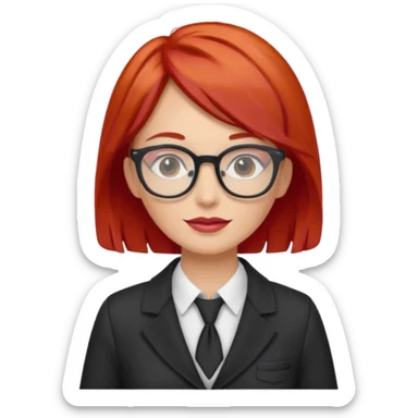 tailor woman with red hair and glasses sticker