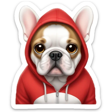 French Bulldog wearing a red hoodie sticker