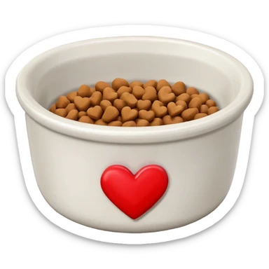 pet food bowl with a heart on the bowl, make the food in the bowl white  sticker
