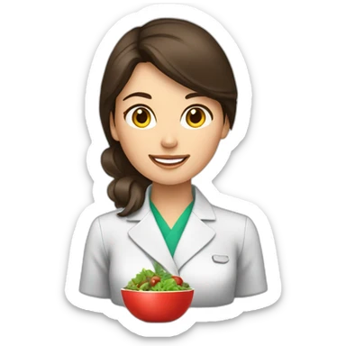 brunette female nutritionist, food sticker