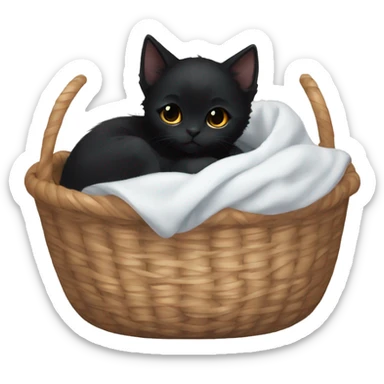Black Kitten curled up in a basket dark academia aesthetic sticker