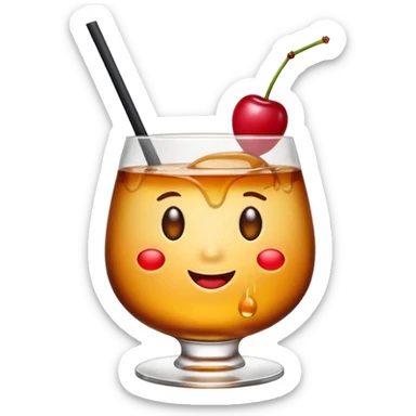 Emoji with an amaretto sour cocktail in whiskey glass sticker
