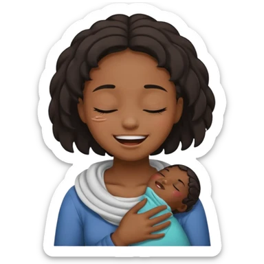 Black girl smiling eyes closed while choking herself  sticker