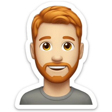young man with short redhead hair with beard sticker