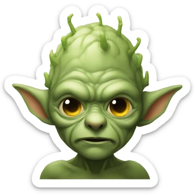 tiny goblin inside someone's head controlling their brain sticker