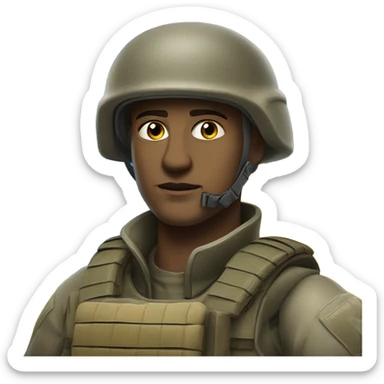 super realistic soldier with Ukrainian flag sticker