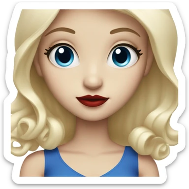 White blonde girl with blue eyes and red lipstick  sticker