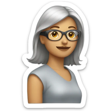 Femme coupe au carré, avec lunettes carré sticker