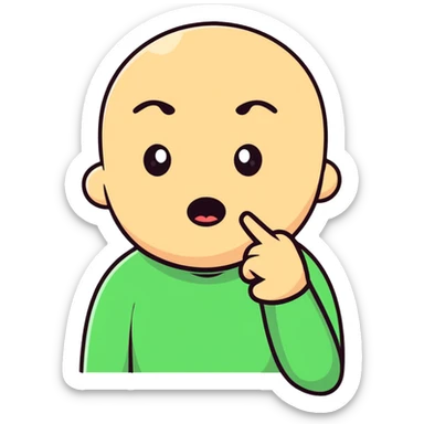cartoon character with finger over mouth hushing sticker