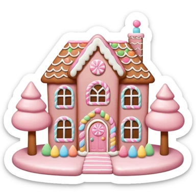 Cute pastel pink gingerbread house mansion sticker