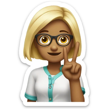 girl with glasses and finger up sticker