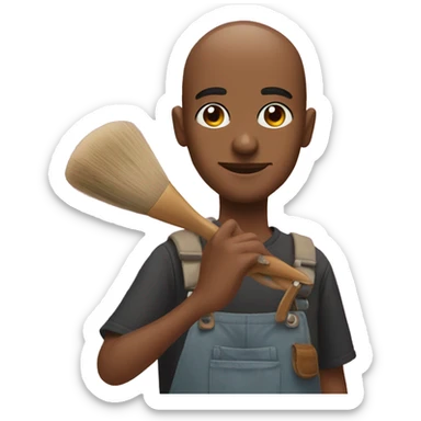 artist holds brush and palette sticker