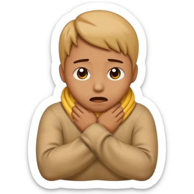 An emoji with their hand wrapped around their neck and squeezing they looked stressed sticker