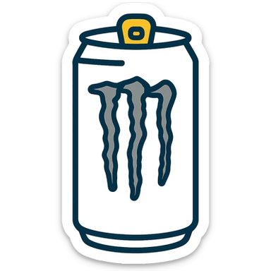 Change the M logo on the can to grey, keep the rest of the design the same, with no background. Maintain the original style and details of the can design. sticker