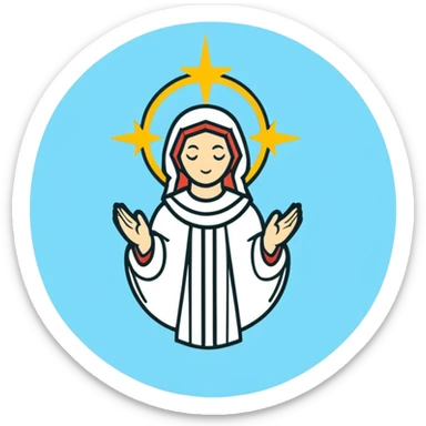 saint emblem with light blue colors, halo and divine light sticker