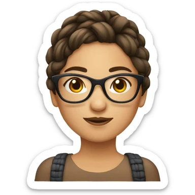 Une fille brune avec une tresse et des lunettes sticker