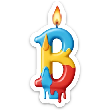 Birthday candles with the shape of the number 15 sticker