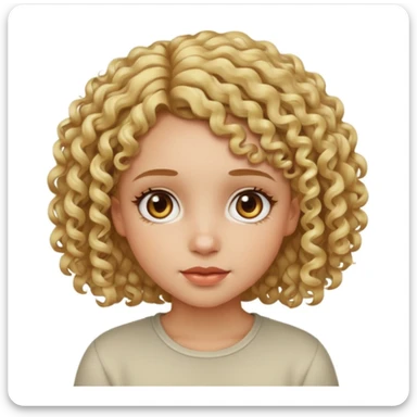 Light skinned girl with curly short blond hair and hazel eyes sticker