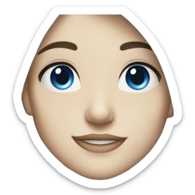 girl blue hair mullet face blue eyesmile sticker