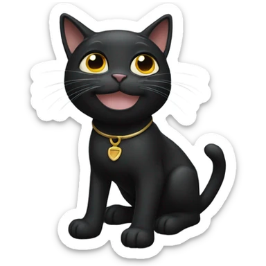Black cat saluting  sticker