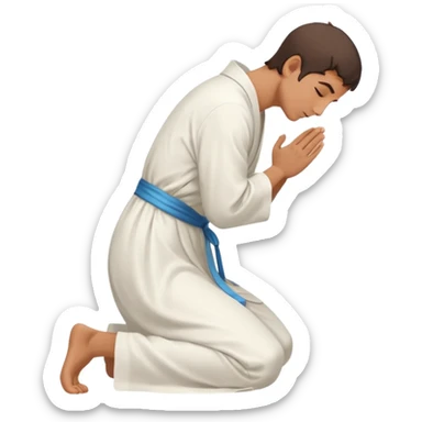 side view of a man kneeling and bowing, gesture of respect sticker