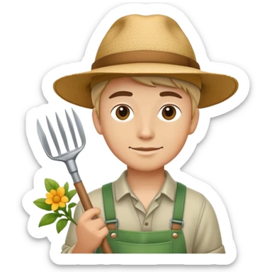 young white gardener sticker
