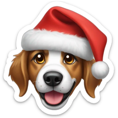 furry happy dog with christmas hat sticker