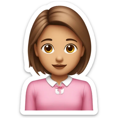Niña de pelo marrón con un moñito en el cuello color rosado sticker