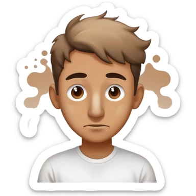 make me a charachter with big nose and a tchirt with brown and white gradient turblent noise sticker