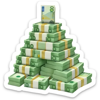 a mountain of packs of euros sticker