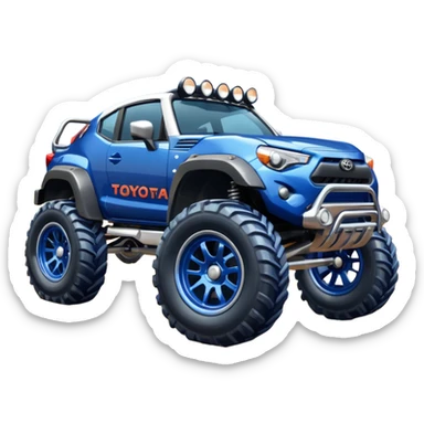 Chrome Tractor tires on glossy dark blue 2025 Toyota 86 off road rally car  sticker