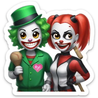 Simple Joker and Harley Quinn with chewing gum and baseball bat sticker