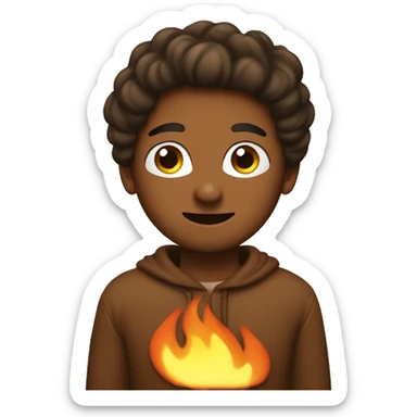 Brown emojis, booke, fire, cosy sticker