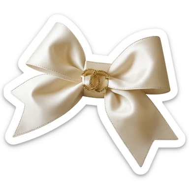 Remove the background, keep only the elegant bow with pearls and gold Chanel logo, glossy, soft lighting, realistic style, with no background. sticker