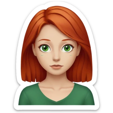 je veux un emoji femme rousse les yeux verts et les cheveux plus longs qu'au épuales sticker