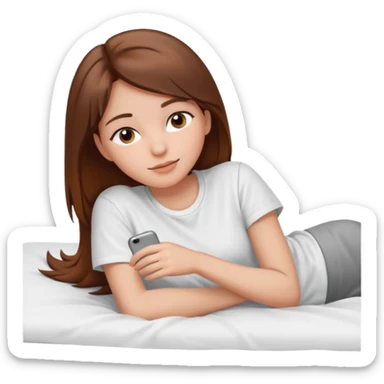 lying on withe bed brown hair girl just chill sticker
