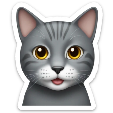 Gray cat with white mouth sticker