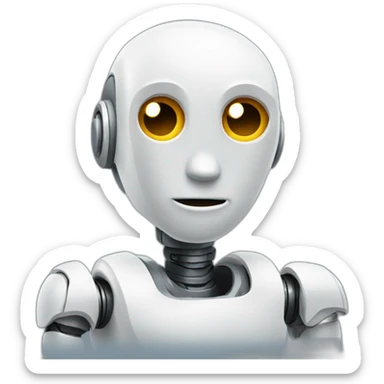 Robot interviewing a person sticker