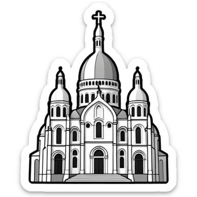 now I want a sticker with the Sacre Coeur church in black and white sticker