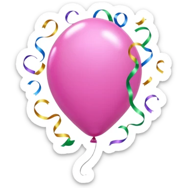 a pink balloon, confetti sticker