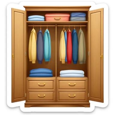 wooden wardrobe closet with clothes sticker