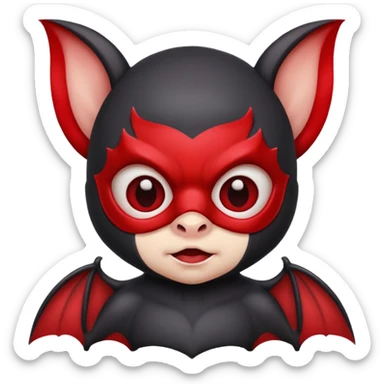 cute baby bat with red mask sticker